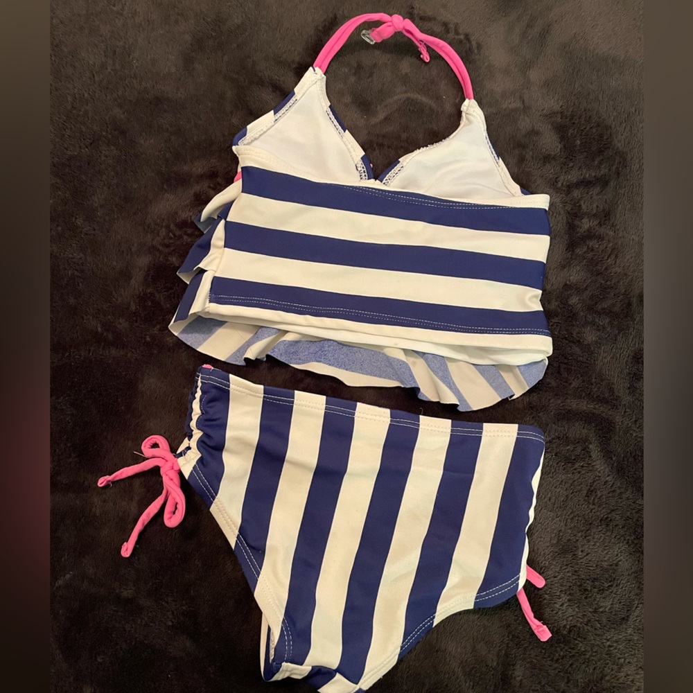 5for$20-Beach Native toddler navy,off-white,pink halter &tiered top bikini-Sz 4T - Picture 4 of 13